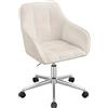 WOLTU Sedia Ufficio in Velluto con Braccioli e Rotelle, Poltroncina Regolabile in Altezza Girevole, Sedia da Trucco, Crema, BS145cm