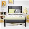 HAHRIR Struttura per letto in metallo, 90 x 200 cm, con testiera e rete a doghe, senza rumore, colore: grigio