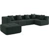MILYsofa Divano modulare angolare, 5 posti con penisola, tessuto bouclé, fodere dei cuscini removibili (Verde Foresta, 5 posti con penisola)