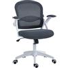 Vinsetto Sedia Ufficio con Funzione a Dondolo, Braccioli Regolabili, Altezza Regolabile, Sedia Scrivania con Schienale a Rete, Ruote e Seduta Imbottita, 65.5x61.5x88-97.5 cm, Grigio