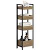 SoBuy Mobiletto Bagno Salvaspazio Stretto con 4 Ripiani - Mobile Bagno Salvaspazio Design Industriale 20 cm Larghezza Scaffale per WC e Lavanderia in Legno e Metallo FRG226-H-F