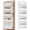 SONGMICS Organizer da Porta, 5 Scomparti, Portaoggetti da Appendere Pieghevole, Ganci in Metallo, Trasparente, Tasche Laterali, Bianco Nuvola RDH010WH01
