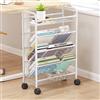 Generic Carrello per libri mobile con ruote, organizer compatto da scrivania, librerie in metallo, scaffale per riviste per spazi ristretti