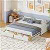 Oxtao Letto Giorno Divano Letto Estensibile 90/180 x 200 cm, Letto Giorno con Cassetti e Reti a Doghe, Letto per gli ospiti (Bianco)