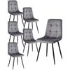 HJhomeheart Set di 6 Sedie da Pranzo Moderne, Comode Sedie da Cucina Senza Braccioli Imbottite in Velluto Olandese con Gambe in Metallo, Adatte a Camere da Letto, Studi e Soggiorni, Grigie - HL