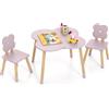 COSTWAY Tavolo e Sedie per Bambini a Forma di Fiore in Legno Rosa | Set Tavolino Bambini con 2 Sedie e Gambe in Pino Solido per Disegno, Arte e Studio, 3+ Anni, Rosa
