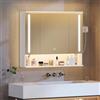 Hzuaneri Specchio Bagno Contenitore, 3 Ante, Illuminazione a LED Superiore e Inferiore, 3 Temperature di Colore, Intensità Regolabile, Ripiano Regolabile, 21 x 90 x 76 cm, Bianco 5490103XEU
