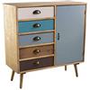 Milani Home s.r.l.s. Mobiletto 5 Cassetti Colorati E 1 Anta Stile Industriale Cm 80x35x85 H per Interno Camera Cameretta Salotto Ingresso Cucina