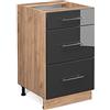 Vicco Mobiletto base per cucina Fame-Line, Antracite lucido, 50 cm senza piano di lavoro, per la combinazione con altri moduli della serie Fame-Line