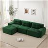 Bladez Moderno divano modulare Cloud Boneless ad angolo a forma di L in velluto a coste, divano cloud modulare con ottomano, senza montaggio, divani imbottiti cloud combinabili per soggiorno (verde, 3