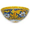 SICILIA BEDDA CAPACI Gerla in Ceramica Caltagirone, Decoro Barocco e Fiori su Fondo Blu - L 20 x 12 h cm ca.