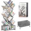 Gintan libreria da scrivania verticale, libreria ad albero 9 piani piccola libreria per camera da letto, scaffale pieghevole per soggiorno, studio, casa, ufficio, camera da letto (Grigio)