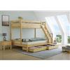 Erst-Holz Sei varianti letto a castello 3 posti 140x200 e 90x200 x adulti, pino massiccio V-60.18-09-14Doghe di legno rigide e 2 set di cassetti
