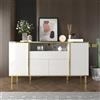 REXO Credenza, cassettiera, cassettiera bianca lucida con 2 cassetti, camera da letto, credenza bianca lucida - B150/T40/H80 cm (bianco)