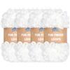 BambooMN JubileeYarn Fun Finger Loops, Gomitolo di filato ad anelli jumbo, in poliestere, da intrecciare con le dita, 100 g/matassa, bianco, 4 pezzi