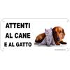 Regali Pazza idea Targa In Metallo Attenti Al Cane Al Gatto - 20x30 cm - Metallo - Design Elegante - Sicurezza - Collezione Fuoriporta