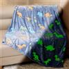 Yeqivo Coperta morbida che si illumina al buio per bambini, in pile, morbida e morbida, coperta per il divano, coperta in flanella (dinosauro blu, 130 x 150 cm)