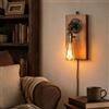 Alpinaluz Applique da parete industriale - legno naturale vintage e tubo di metallo - con cavo, spina e interruttore - attacco E27 - lampada retrò per soggiorno, bar e camera da letto
