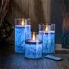 SLVCREK Candela a LED Vera Cera, 3PC Candele Decorative di Vetro, Candela Senza Fiamma Con Telecomando e Timer, Candele Paraffina per Decorazione, Nozze, Partito (Blu)