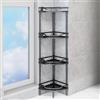 KJHWYXD Mensola Doccia Angolare Senza Forare, Porta Shampoo Sapone Doccia da Terra, Grande capacità Scaffale Bagno, Portaoggetti Doccia con Ganci, per Bagno Cucina(Size:4 Tier,Color:Nero)