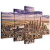 Cuadros B&D XXL - Quadro NY New York 100x50 cm 5 Pezzi - Stampa su Tela Strutturata Grande - Quadri Moderni per Camera da Letto Matrimoniale - Stampe da Parete Arte - Città d-B-0069-b-o