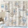 hometrixx Retrò Nautico Tenda Doccia 180x200 cm Tartaruga Marina Ippocampo Polpo Stella Marina Conchiglia Poliestere Impermeabile Tenda Vasca da Bagno con 12 Ganci Lavabile in Lavatrice per Casa Hotel