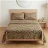 Tex family Completo Lenzuola Maculato Leopardato - 100% Cotone Made in Italy - Set con Lenzuolo Sopra, Lenzuolo Sotto con Angoli e Federe - Design Animalier Safari - 1 Piazza e Mezza