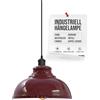 LEDSone Industrial Pendant Light Retro Chandelier Ceiling Light Vintage Lamp Ceiling Lighting Metal Shade for Restaurant Living Room Bedroom Kitchen Hallway Bar (Borgogna con bulbo)