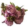 HAOSHICS Haoshishcs Fiori di Peonia Artificiali in Seta, Bouquet Realistico di Peonie Finte per Decorazione di Casa, Ufficio, Matrimonio, Festa da Sposa (Pasta di Fagioli)