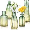 Joeyan Set di 5 Vintage Vasetti Vetro Piccoli per Fiori, Mini Monofiore Vasi Goffrato per Tulipani,Rosa Singola,Decorazioni Colorato Centrotavola Matrimonio Tavola Sposi,Tavolo da Pranzo, Feste