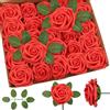 HO-SFSM 25 Pezzi Rose Rosse Fiori Artificiali, Fiori Artificiali Schiuma Teste di Rose Finti per DIY Matrimoni Mazzi Nuziale Festa Casa Decorazioni