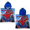 CARTOON Poncho Mare Bambino Spider-Man 50x100 cm Accappatoio Microfibra 100% Poliestere Asciugatura Rapida Telo Poncho con Cappuccio Blu Marvel Idea Regalo Supereroe