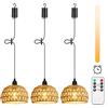 Lightess LampadariLightess 3x Lampadario con Batteria - Lampada a Sospensione Portatile Dimmerabile Telecomando, IP65 per Esterni e Interni, Stile Boho, per Giardino, Terrazza, Tavolo (Senza Fili)