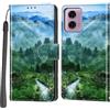 Haninsuze Cover per Motorola Moto G24 / G04, Custodia Interno TPU Antiurto Portafoglio con Disegni [schede Fessura] [Supporto Stand] Cover Libro in PU Pelle (Foresta)