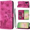 LSPCASA Cover per Samsung Galaxy A57 Custodia Cover Premium Pelle PU Portafoglio a Libro Flip Case Con Slot Per Schede e Funzione Supporto Gatto farfalla Case per Samsung Galaxy A57 Rosa