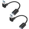 YACSEJAO 90 gradi USB 3,0 cavo di estensione 2Pack 0,5FT/15CM USB tipo A maschio a femmina 5Gbps trasferimento dati Extender cavo adattatore adattatore (Angolo in basso)