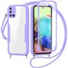FERLAN Cover per Samsung Galaxy A71 4G con Cordino, 360 Gradi Antiurto Custodia con Protezione Schermo Integrata Trasparente Rugged TPU Bumper Doppia Protettiva Cover per Samsung Galaxy A71 4G -Viola