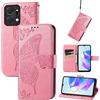JIUNINE Cover per Honor X7a, Custodia Libro in Pelle Portafoglio Case Flip Antiurto con Disegni di Farfalla [Porta Carte] [Magnetica] [Interno TPU] per Honor X7a, Rosa