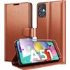 Eirltiy Cover per Samsung Galaxy A51 Portafoglio Pelle PU Premium, Custodia Scomparti Carte Antiurto Protettiva Case con 1 Vetro Temperato, Marrone