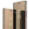 Jacyren Custodia in pelle compatibile con Samsung Galaxy A21S, a specchio, 360 °, con funzione leggio A21S, colore: Oro