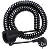 Frogetu Prolunga Estensibile a Spirale,Cavo Prolunga Estensibile,Cavo di Schuko 2 m,3 x 1 mm²,a Spirale,per Casa,Ufficio,Esterno