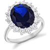 Tuscany Silver Anello da donna in argento sterling con cluster di zaffiro e zirconi bianchi - Misura N