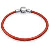 Bling Jewelry Bracciale Starter In Vera Pelle Rossa Per Donne Per Adolescenti Adatto Al Charm Europeo Di Perline .925 Argento 7 Pollici