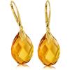 Amber by Mazukna - Orecchini in ambra - Elegante gioiello in ambra con ciondolo e attacco dorato per donna, orecchini a goccia in ambra, gioielli da donna, 15 mm, Ambra