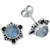 mantraroma orecchini a bottone in argento 925 con pietra di luna e pietra bianca, orecchini a bottone in vero argento sterling da donna, regalo
