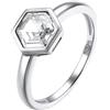 Silvora Anello Donna Diamante Bianco Zircone AAA Esagonale Rotondo da un Carato Esagonale Anello Classica in Argento Sterling S925 per Fidanzamento e Matrimonio Compleanno