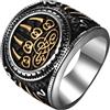 Flongo Flonge Anello con zampa di lupo vichingo: anello vintage celtico in acciaio inox, anello punk con sigillo nordico, gioielli da uomo, taglia 7-13