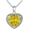 Navachi - Ciondolo per collana in argento Sterling 925 placcato in oro bianco 18 ct con rubino o smeraldo a forma di cuore da 3,7 ct, Pietra Zirconia cubica, Citrino artificiale