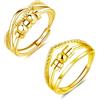 Glintara Anelli per ansia da donna, 2 pezzi, in argento Sterling 925, anelli antistress aperti e regolabili, anelli antistress con perline, anello ipoallergenico per alleviare lo stress, Argento