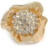 Avalaya Statement - Anello da cocktail con fiore trasparente placcato in oro, regolabile, misura 7/8, diametro 5 cm